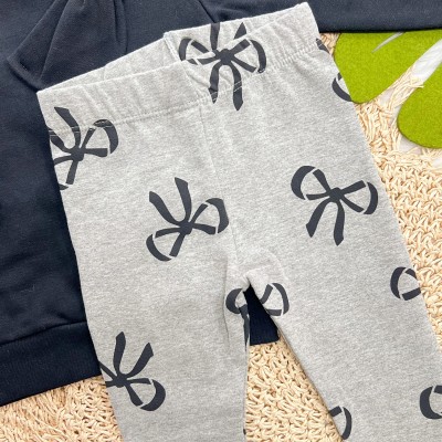  Conj. Casaco de Moletom Big Laço Paris e Calça Legging - Preto